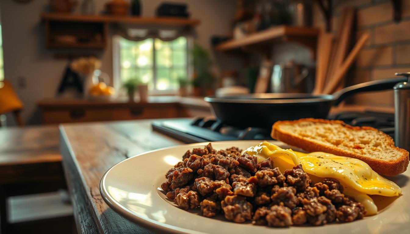 ground beef and eggs